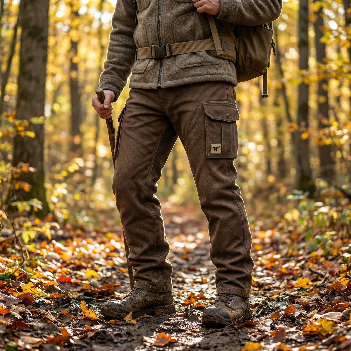 Durable utility relaxed cargo trousers for men | David -2