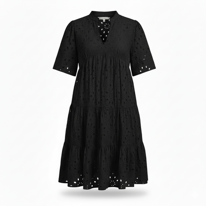 Classic elegant relaxed mini dress for women -14