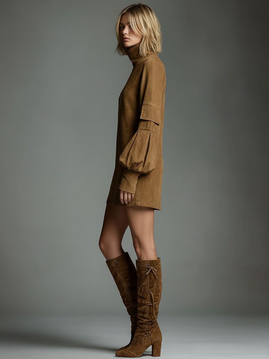 Feminine everyday relaxed mini dress for women -5