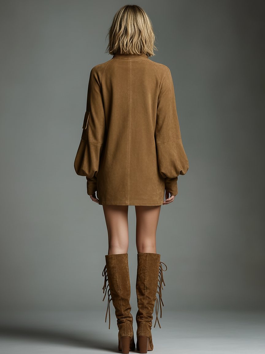 Feminine everyday relaxed mini dress for women -6