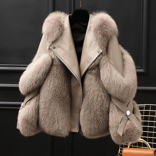 Cosy warm relaxed faux fur jacket for women | Valentina -1