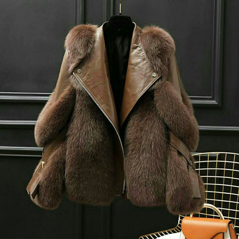 Cosy warm relaxed faux fur jacket for women | Valentina -3