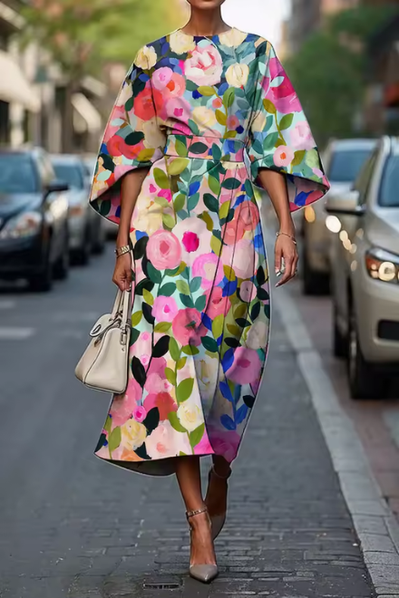 Elegant flowy relaxed dress for women | Moxlan -1