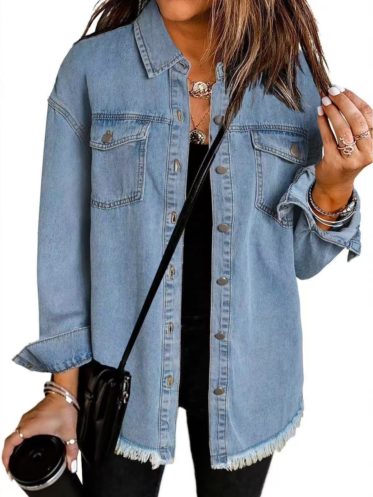 Classic everyday relaxed denim jacket for women | Katja -2