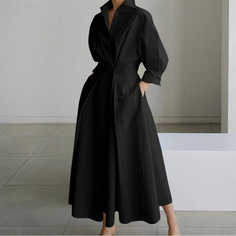 Classic elegant relaxed maxi dress for women | Sofer -9
