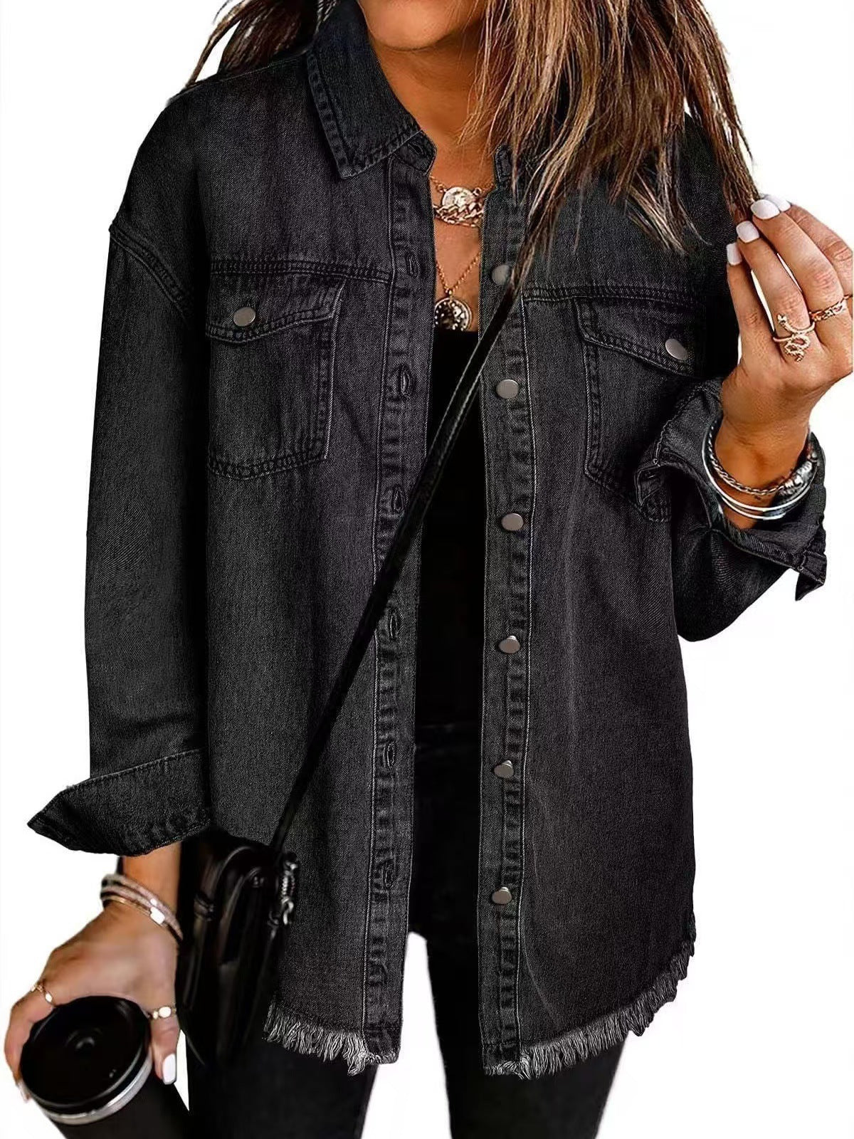 Classic everyday relaxed denim jacket for women | Katja -1