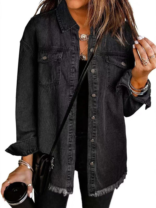 Classic everyday relaxed denim jacket for women | Katja -1