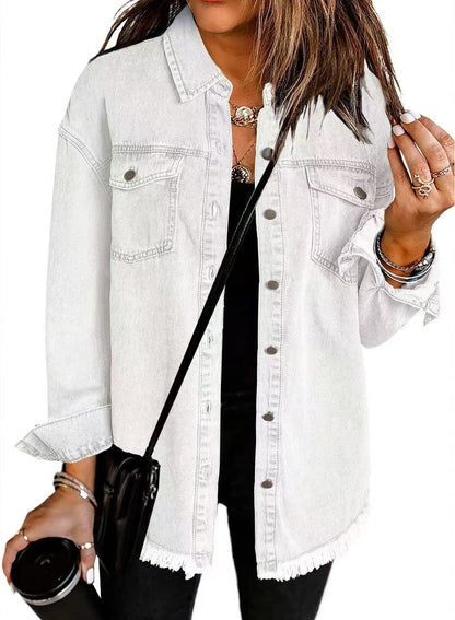 Classic everyday relaxed denim jacket for women | Katja -5