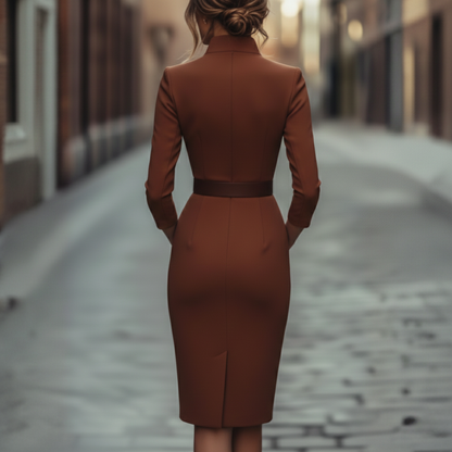 Elegant feminine relaxed midi dress for women | Valeria -4