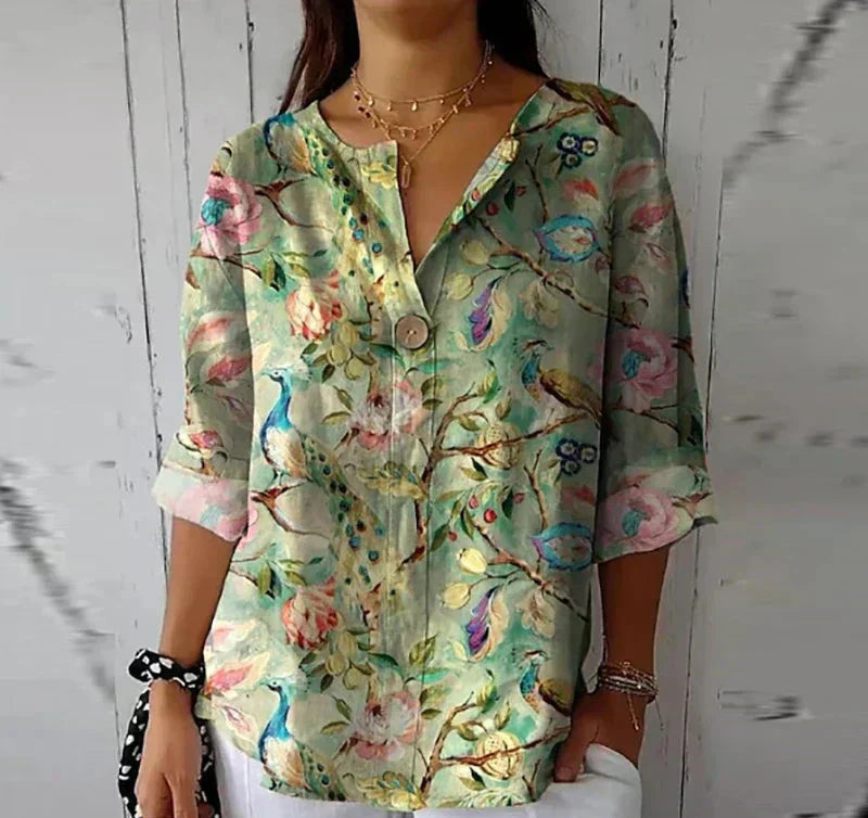 Feminine everyday relaxed blouse for women | Helen -3