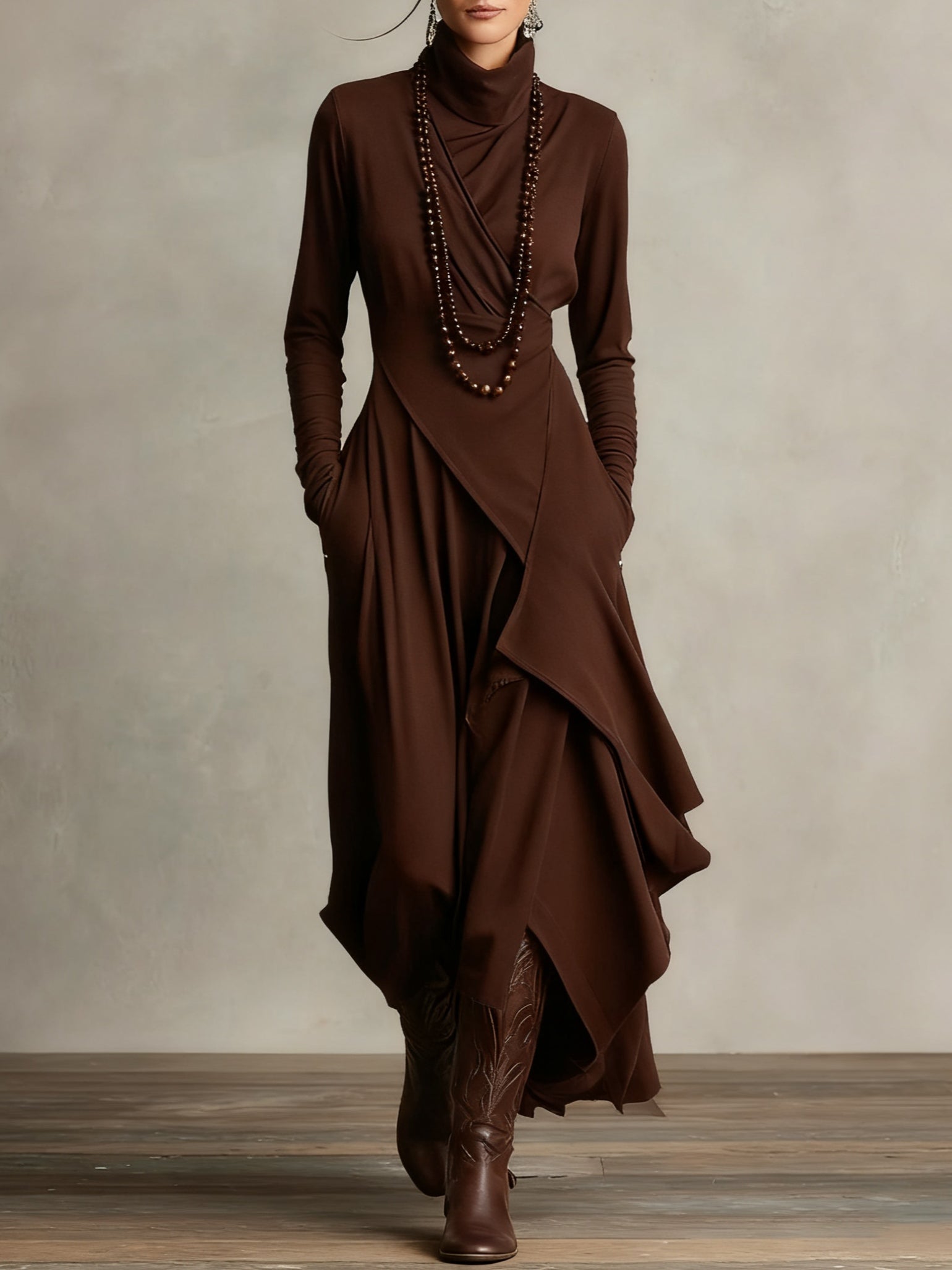 Classic elegant flowy maxi dress for women | Marilyn -4