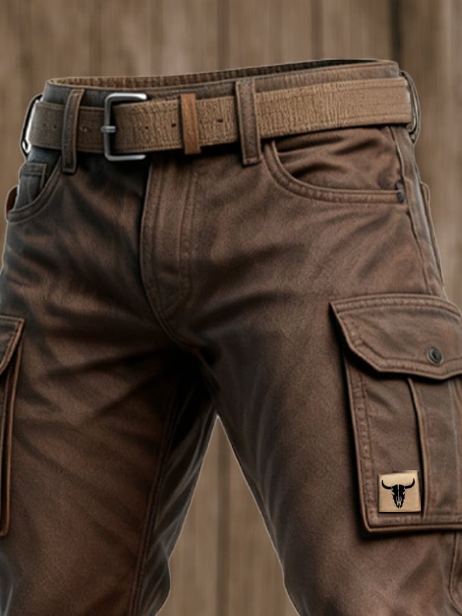 Durable utility relaxed cargo trousers for men | David -4