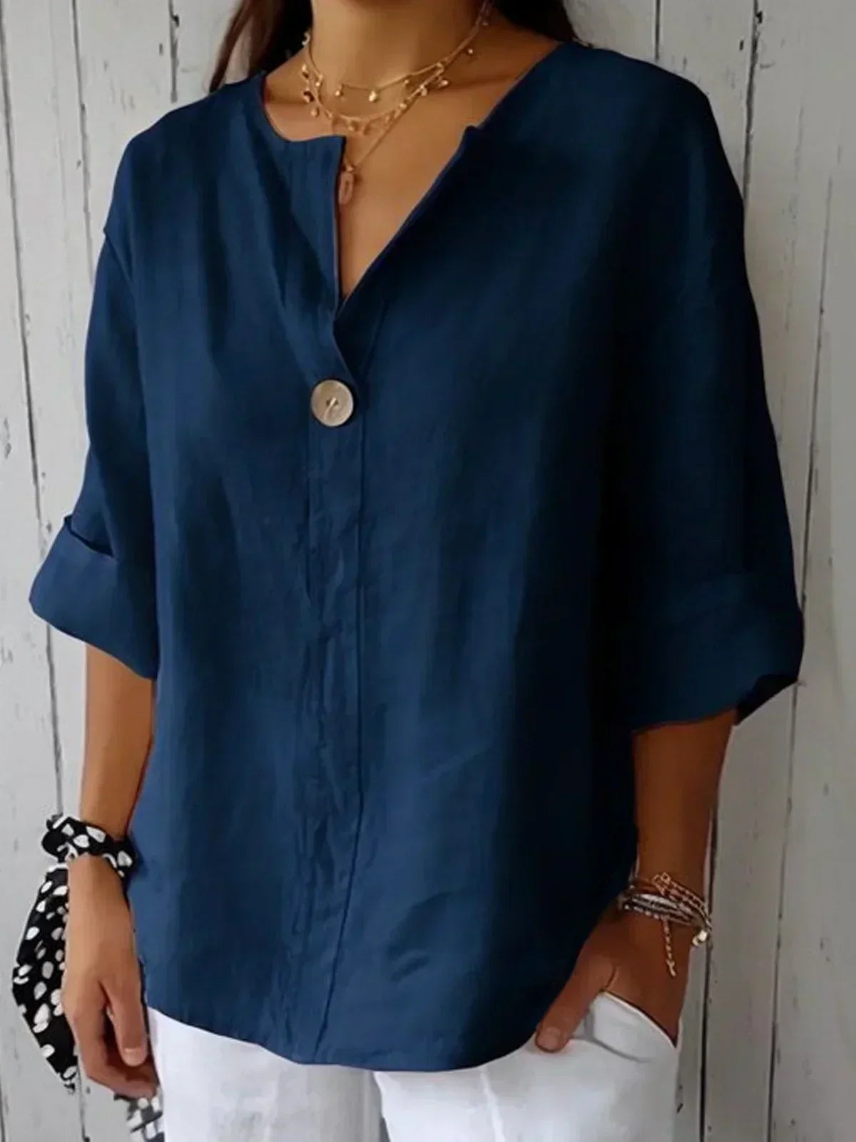 Classic feminine relaxed blouse for women | NAYLA -2