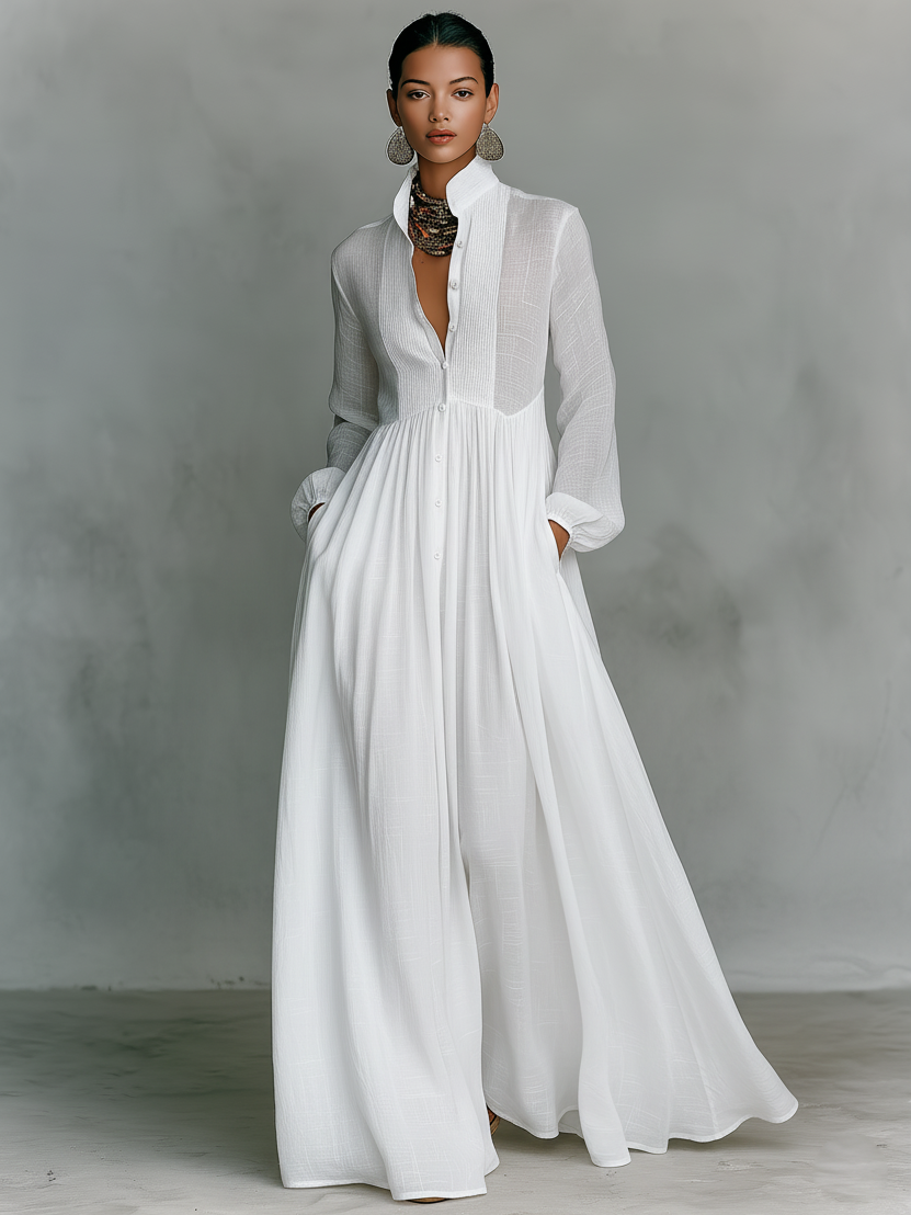 Classic elegant flowy maxi dress for women -7