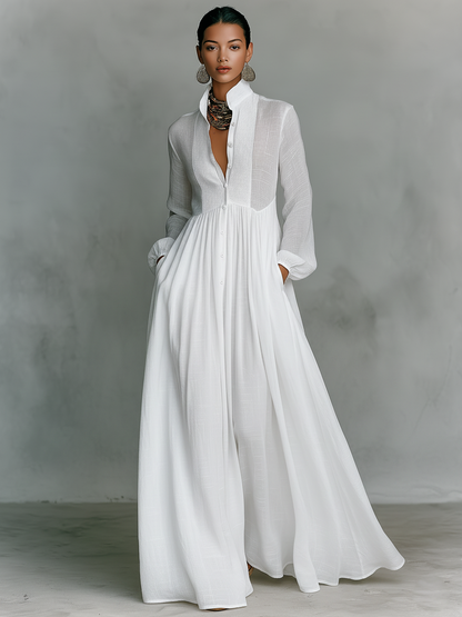 Classic elegant flowy maxi dress for women -7
