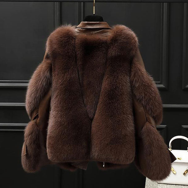 Cosy warm relaxed faux fur jacket for women | Valentina -4