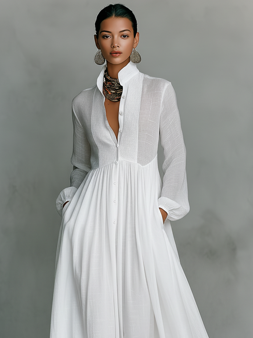 Classic elegant flowy maxi dress for women -5