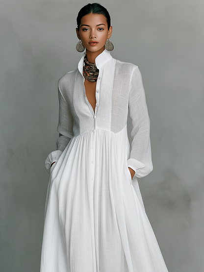 Classic elegant flowy maxi dress for women -5
