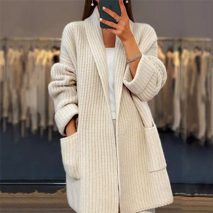 Relaxed longline ribbed cardigan for women | Thalira -1