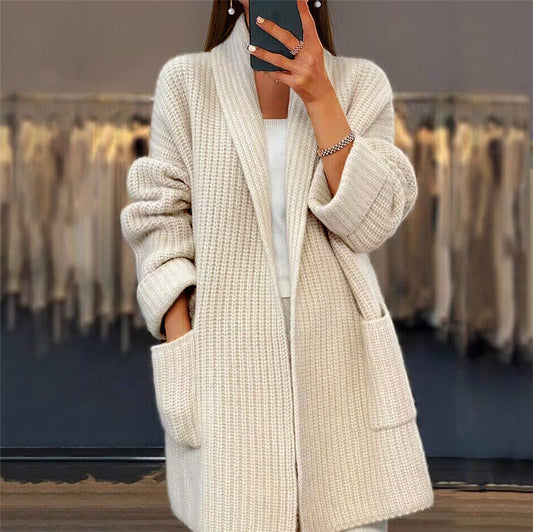 Relaxed longline ribbed cardigan for women | Thalira -1