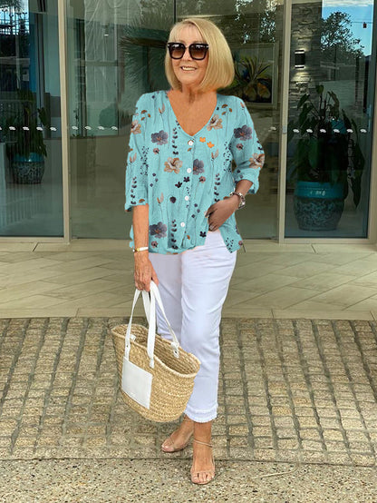 Elegant feminine relaxed blouse for women | Anita -1