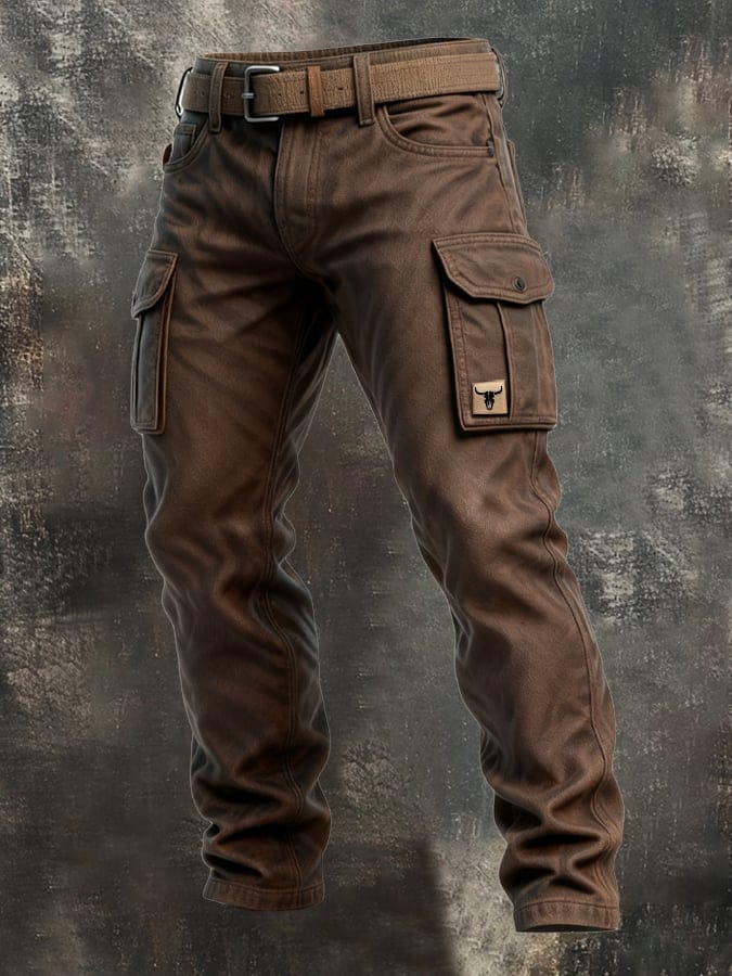 Durable utility relaxed cargo trousers for men | Kev -1