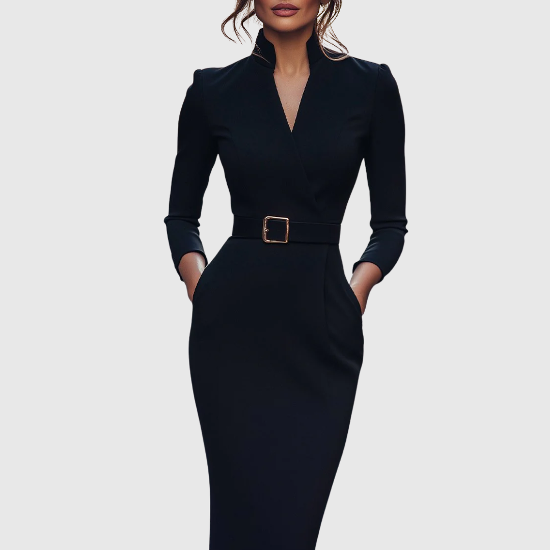 Elegant everyday relaxed midi dress for women | Claribel -2