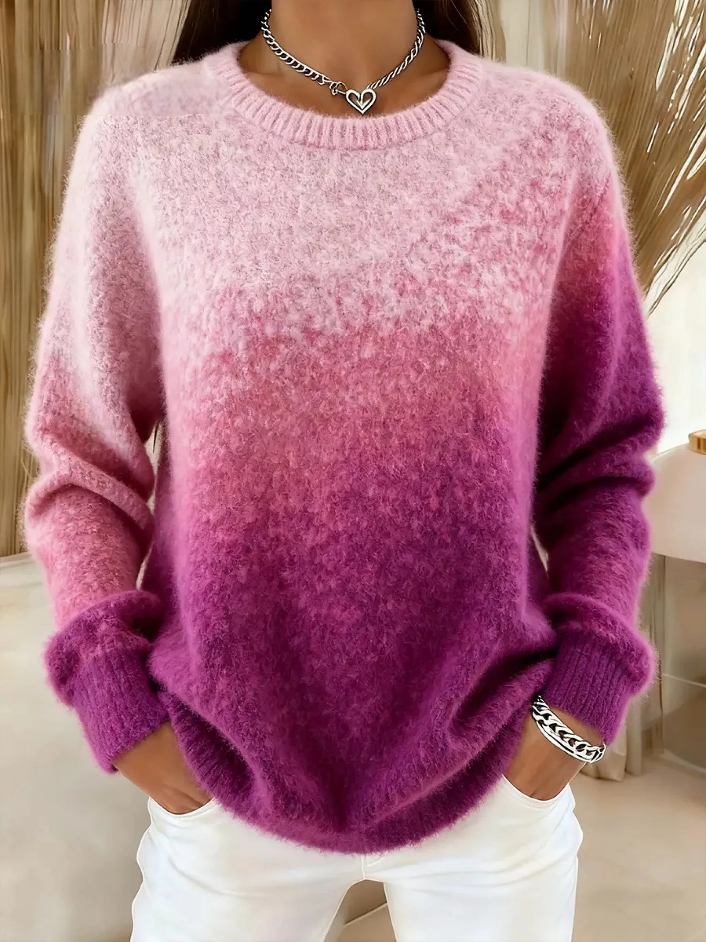 Relaxed knit ribbed jumper for women | Lucia -3