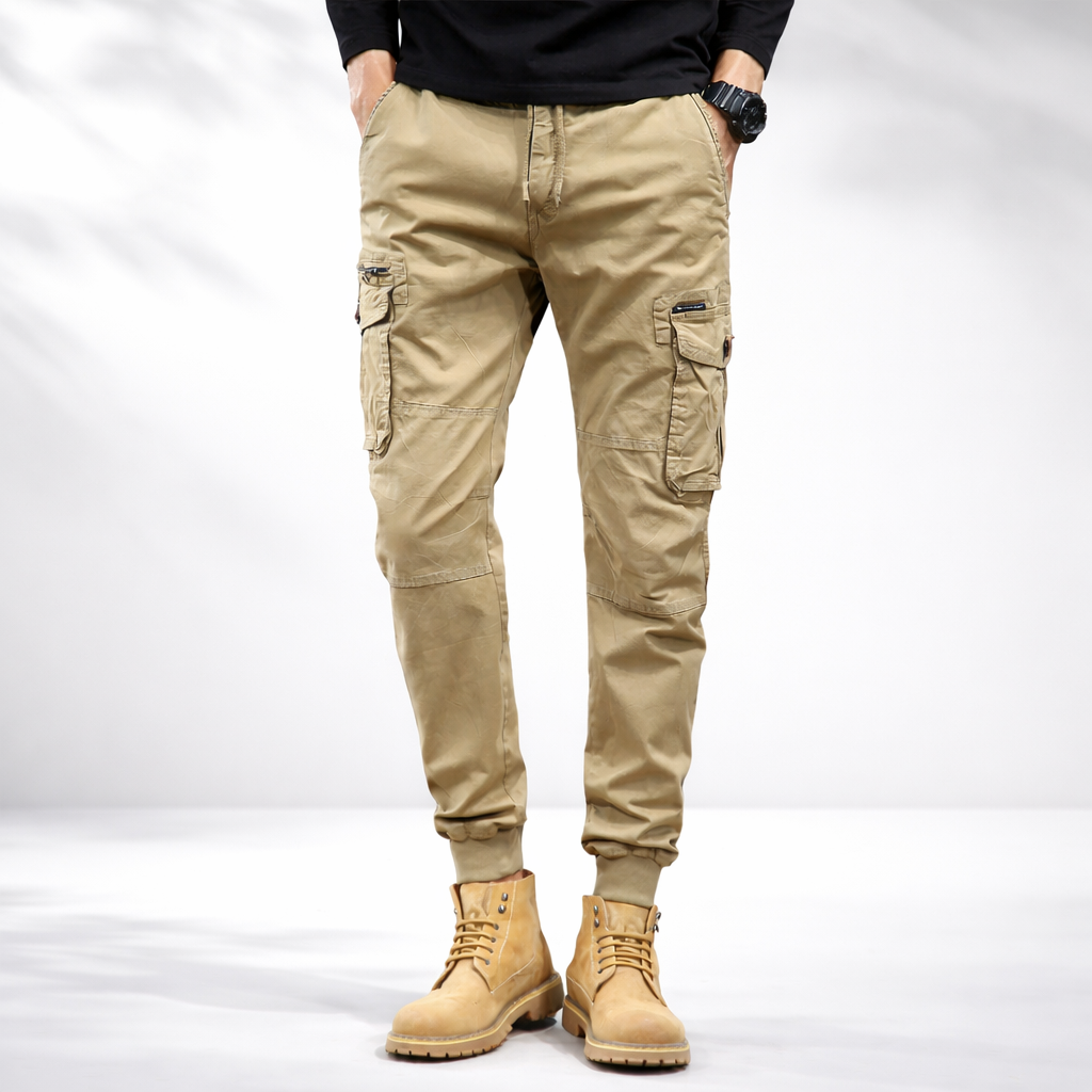 Classic utility relaxed cargo trousers for men -6