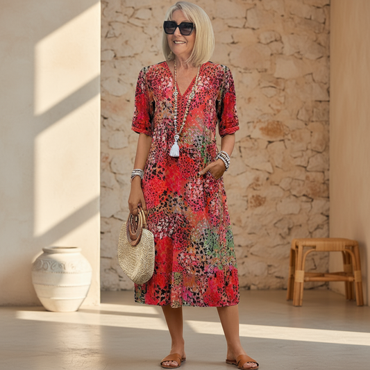 Classic elegant feminine midi dress for women | Andrea -1