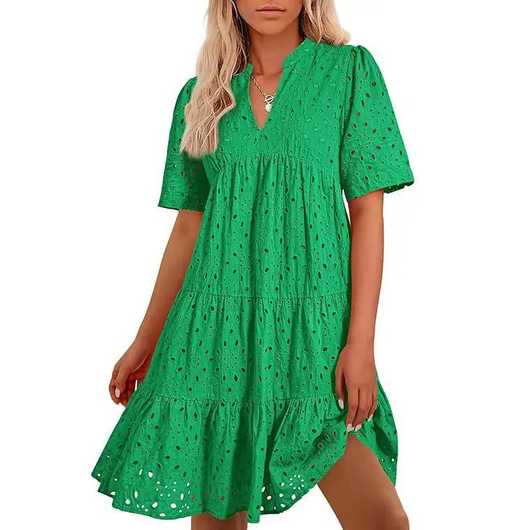 Classic elegant relaxed mini dress for women -6