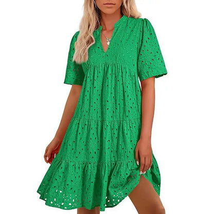Classic elegant relaxed mini dress for women -6