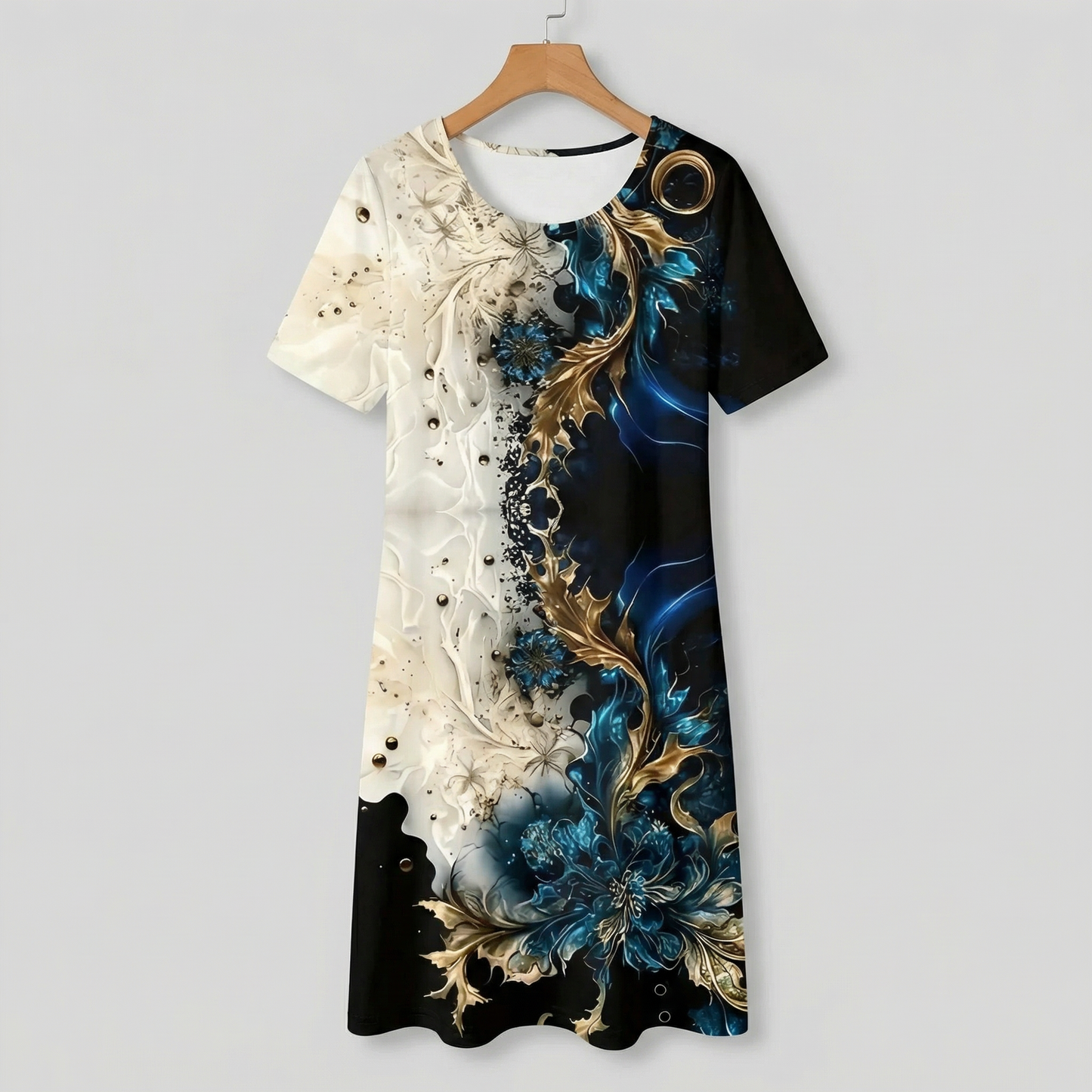 Classic feminine relaxed midi dress for women | Leandria -1