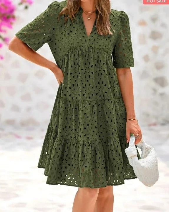 Classic elegant relaxed mini dress for women -10