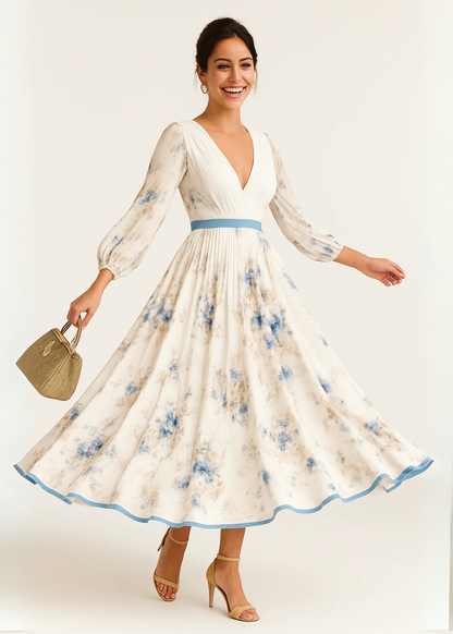 Classic elegant relaxed maxi dress for women | Katie -3