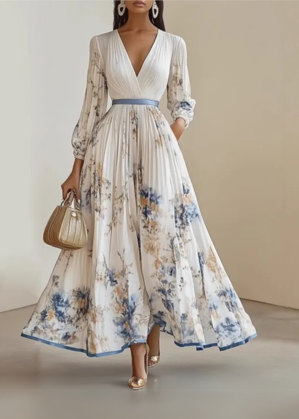 Classic elegant relaxed maxi dress for women | Katie -1