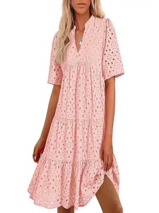 Classic elegant relaxed mini dress for women -1
