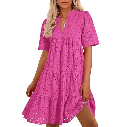 Classic elegant relaxed mini dress for women -4