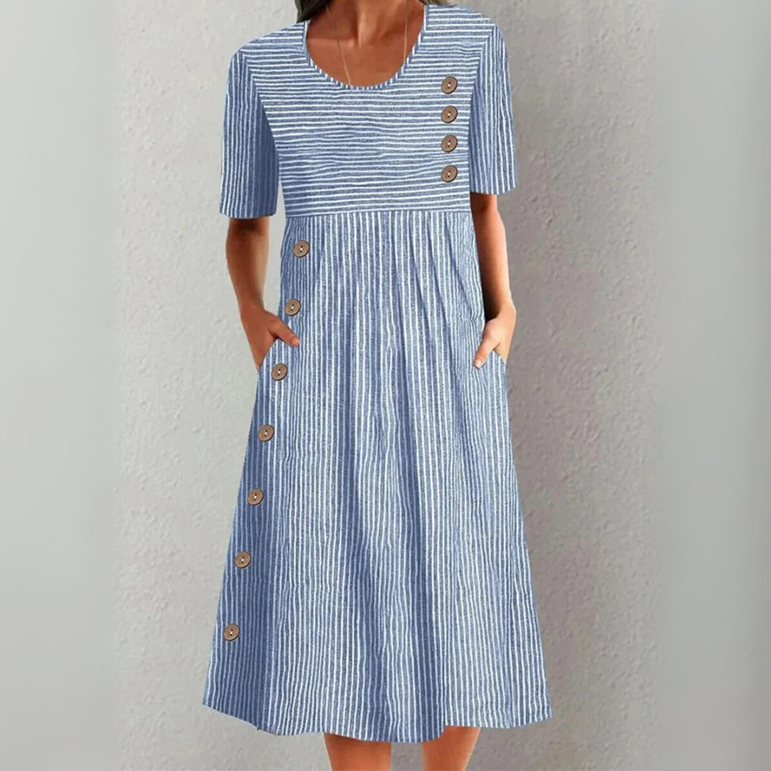 Classic elegant relaxed midi dress for women | Lenna -1